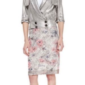 Anthropologie BYRON LARS SEQUIN FLORAL PENCIL SKIRT, ECRU/BLUSH sz 6